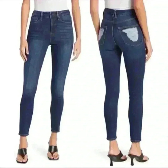 GOOD American Good Waist with Chewed Back Pockets Indigo203 Size 8/29 - Picture 1 of 8